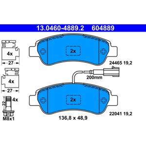 Bremsbelagsatz Scheibenbremse ATE 13.0460-4889.2 für Fiat Peugeot Citroën Ducato