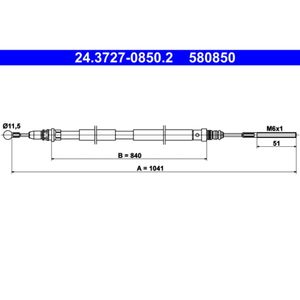 Seilzug Feststellbremse ATE 24.3727-0850.2 für Citroën Peugeot C8