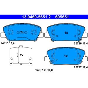 Bremsbelagsatz Scheibenbremse ATE 13.0460-5651.2 für Hyundai Kia I30 Cee'd