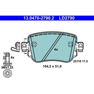 Bremsbelagsatz Scheibenbremse ATE 13.0470-2790.2 für Audi Seat Skoda VW A1