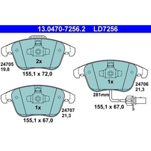 Bremsbelagsatz Scheibenbremse ATE 13.0470-7256.2 für Audi A5