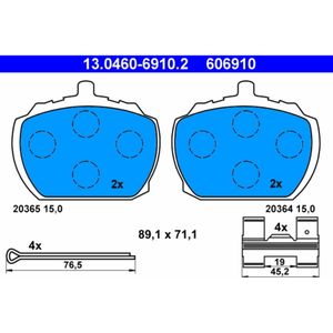 Bremsbelagsatz Scheibenbremse ATE 13.0460-6910.2 für Ford Rover Transit