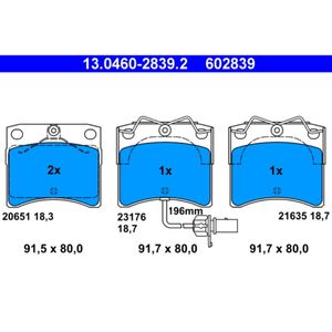 Bremsbelagsatz Scheibenbremse ATE 13.0460-2839.2 für VW Transporter T4