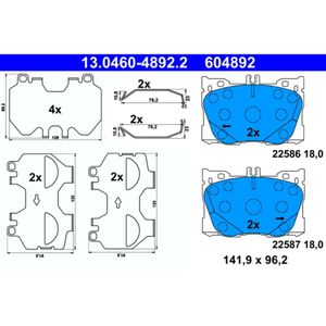 Bremsbelagsatz Scheibenbremse ATE 13.0460-4892.2 für Mercedes-Benz C