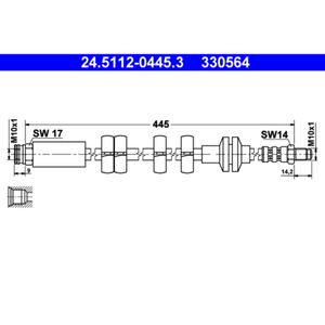 Bremsschlauch ATE 24.5112-0445.3 für Fiat Cinquecento Seicento 600