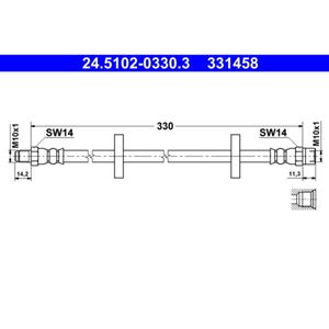 Bremsschlauch ATE 24.5102-0330.3 für Audi 100 C2 Quattro C3 Avant