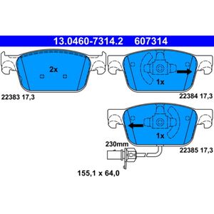 Bremsbelagsatz Scheibenbremse ATE 13.0460-7314.2 für Audi A4 B9 Avant A5