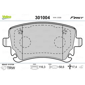 Bremsbelagsatz Scheibenbremse VALEO 301004 für VW Audi Transporter T5 A6 C6