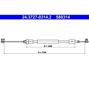Seilzug Feststellbremse ATE 24.3727-0314.2 für Citroën Peugeot Partner