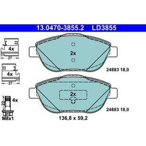 Bremsbelagsatz Scheibenbremse ATE 13.0470-3855.2 für Citroën Peugeot DS Opel Ds3