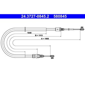 Seilzug Feststellbremse ATE 24.3727-0845.2 für Peugeot 207/207+ 207 CC SW