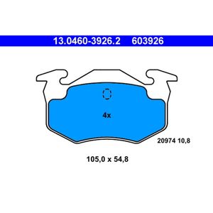 Bremsbelagsatz Scheibenbremse ATE 13.0460-3926.2 für Renault Clio II