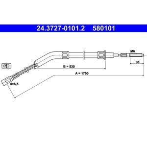 Seilzug Feststellbremse ATE 24.3727-0101.2 für VW Kaefer Karmann Ghia