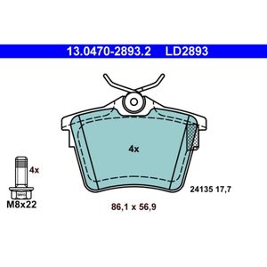 Bremsbelagsatz Scheibenbremse ATE 13.0470-2893.2 für Citroën Peugeot C5 III 407