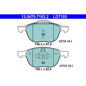 Bremsbelagsatz Scheibenbremse ATE 13.0470-7193.2 für Ford Volvo C-Max II C30 V50