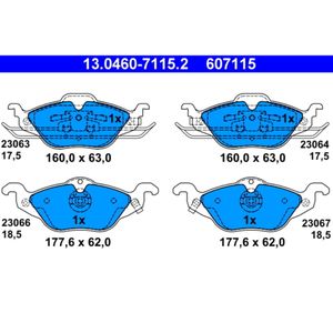 Bremsbelagsatz Scheibenbremse ATE 13.0460-7115.2 für Opel Astra G CC Zafira A