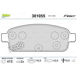 Bremsbelagsatz Scheibenbremse VALEO 301055 für Opel Chevrolet Vauxhall Orlando