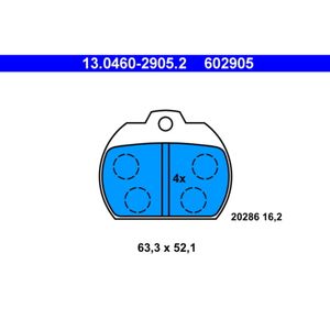 Bremsbelagsatz Scheibenbremse ATE 13.0460-2905.2 für VW Kaefer