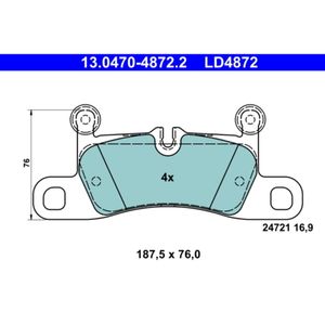 Bremsbelagsatz Scheibenbremse ATE 13.0470-4872.2 für Porsche VW Cayenne Touareg