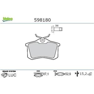 Bremsbelagsatz Scheibenbremse VALEO 598180 für Audi Peugeot Renault Seat Skoda VW