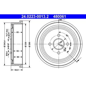 Bremstrommel ATE 24.0223-0013.2 (2 Stk.) für Opel Astra F Caravan Vectra B CC