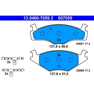 Bremsbelagsatz Scheibenbremse ATE 13.0460-7059.2 für VW Seat Polo II Ibiza