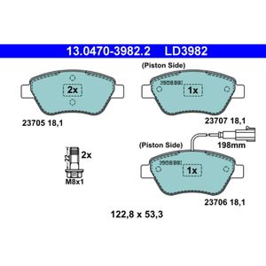 Bremsbelagsatz Scheibenbremse ATE 13.0470-3982.2 für Fiat Bravo II Stilo Siena