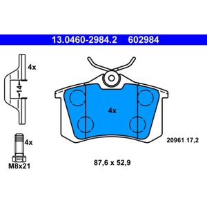 Bremsbelagsatz Scheibenbremse ATE 13.0460-2984.2 für VW Seat Passat B3/B4 Vento