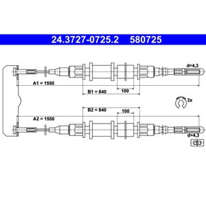 Seilzug Feststellbremse ATE 24.3727-0725.2 für Opel Omega A Caravan