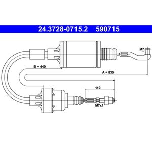 Seilzug Kupplungsbetätigung ATE 24.3728-0715.2 für Opel Vectra A Calibra