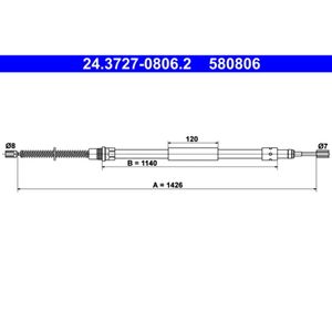 Seilzug Feststellbremse ATE 24.3727-0806.2 für Peugeot 309 I