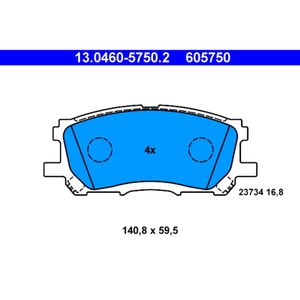 Bremsbelagsatz Scheibenbremse ATE 13.0460-5750.2 für Lexus RX