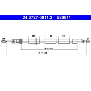 Seilzug Feststellbremse ATE 24.3727-0811.2 für Peugeot 205 I