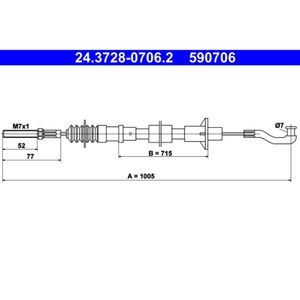 Seilzug Kupplungsbetätigung ATE 24.3728-0706.2 für Opel Rekord E