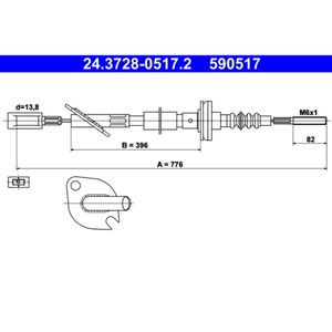 Seilzug Kupplungsbetätigung ATE 24.3728-0517.2 für Fiat Cinquecento