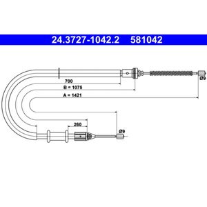 Seilzug Feststellbremse ATE 24.3727-1042.2 für Renault Kangoo Rapid