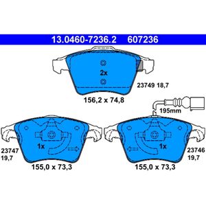 Bremsbelagsatz Scheibenbremse ATE 13.0460-7236.2 für VW Transporter T5