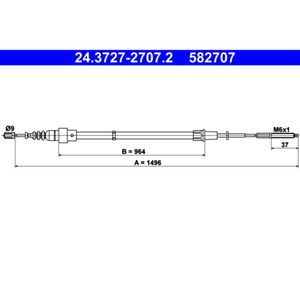 Seilzug Feststellbremse ATE 24.3727-2707.2 für Seat VW Arosa Lupo I