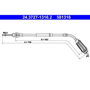 Seilzug Feststellbremse ATE 24.3727-1316.2 für Volvo S80 II