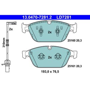 Bremsbelagsatz Scheibenbremse ATE 13.0470-7281.2 für Audi A8 D4