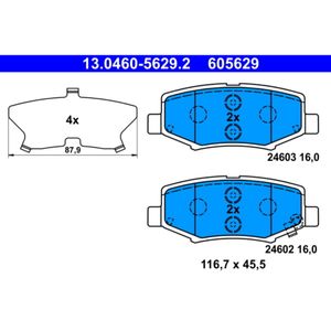 Bremsbelagsatz Scheibenbremse ATE 13.0460-5629.2 für Jeep Wrangler III Cherokee