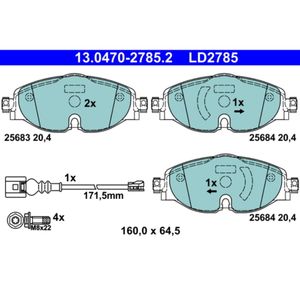 Bremsbelagsatz Scheibenbremse ATE 13.0470-2785.2 für VW Seat Audi Skoda Cupra A3