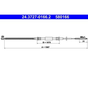 Seilzug Feststellbremse ATE 24.3727-0166.2 für VW Golf II Jetta