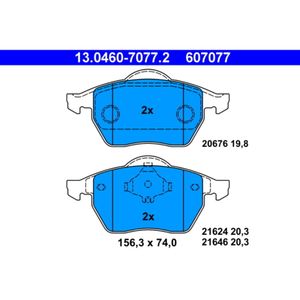 Bremsbelagsatz Scheibenbremse ATE 13.0460-7077.2 für Audi VW A4 B5 Avant