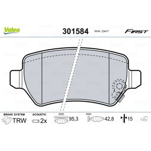 Bremsbelagsatz Scheibenbremse VALEO 301584 für Opel Kia Chevrolet Meriva A Venga