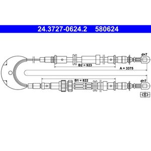 Seilzug Feststellbremse ATE 24.3727-0624.2 für Ford Sierra II Turnier