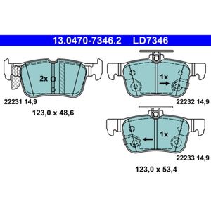 Bremsbelagsatz Scheibenbremse ATE 13.0470-7346.2 für Ford Kuga II S-Max Focus IV