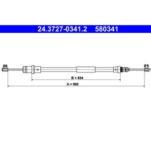 Seilzug Feststellbremse ATE 24.3727-0341.2 für Citroën Fiat Peugeot Jumpy Scudo