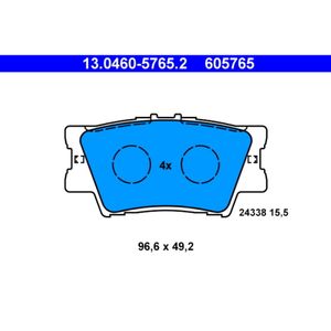 Bremsbelagsatz Scheibenbremse ATE 13.0460-5765.2 für Lexus ES