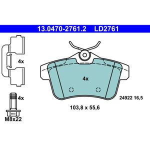 Bremsbelagsatz Scheibenbremse ATE 13.0470-2761.2 für Citroën Peugeot DS C4 II